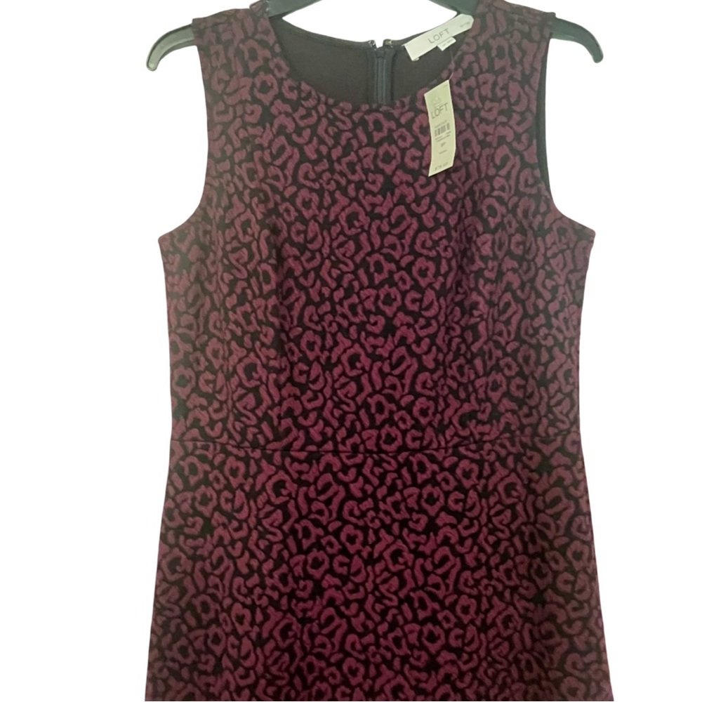 NWT Ann Taylor Loft Purple and Black Cheetah Print A-line Dress Petites Size 8P